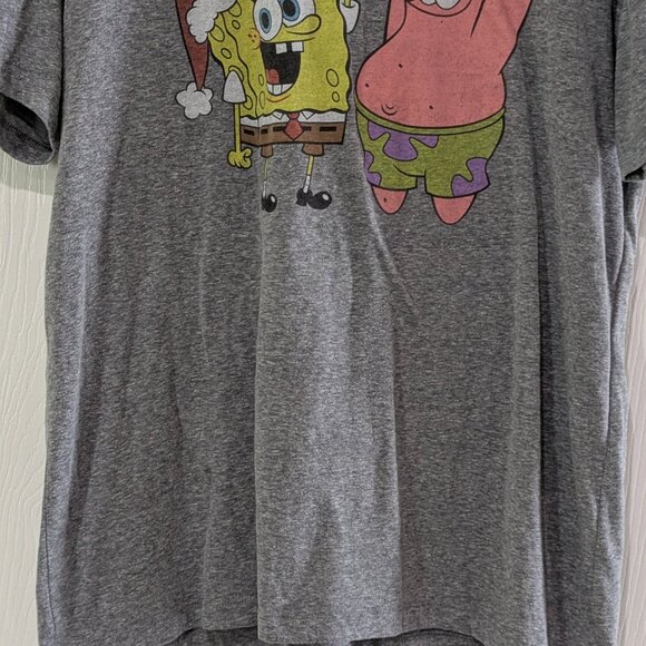 Nickelodeon Men's Gray SpongeBob & Patrick Christmas T-Shirt, Size Large - Picture 7 of 12